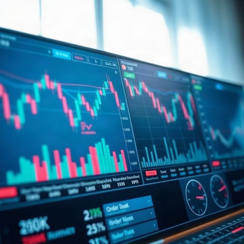 Trading-Terminal Dashboard mit Live-Candlestick-Charts und Orderbuch-Tiefe